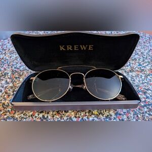 KREWE Earhart Round- Gold and Tortoise Aviator Sunglasses